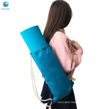 Drawstring Canvas Yoga Mat Sling Carrier Backpack Bag with Pocke Fits Standard Size Mats
